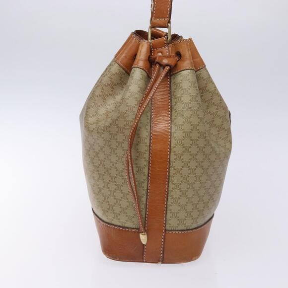 CELINE Macadam Canvas Shoulder Bag Beige Gold - Picture 5 of 12